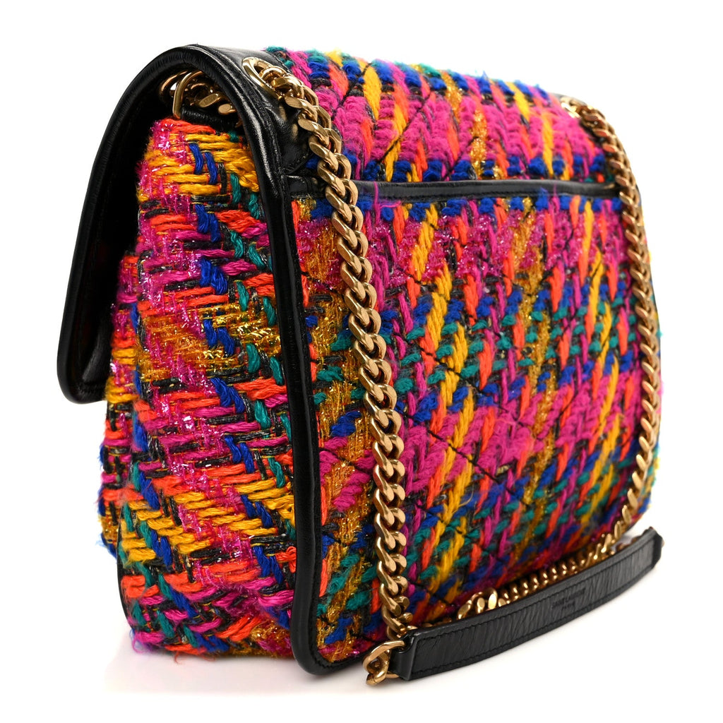 Tweed Calfskin Matelasse Monogram Medium Niki Chain Satchel Multicolor