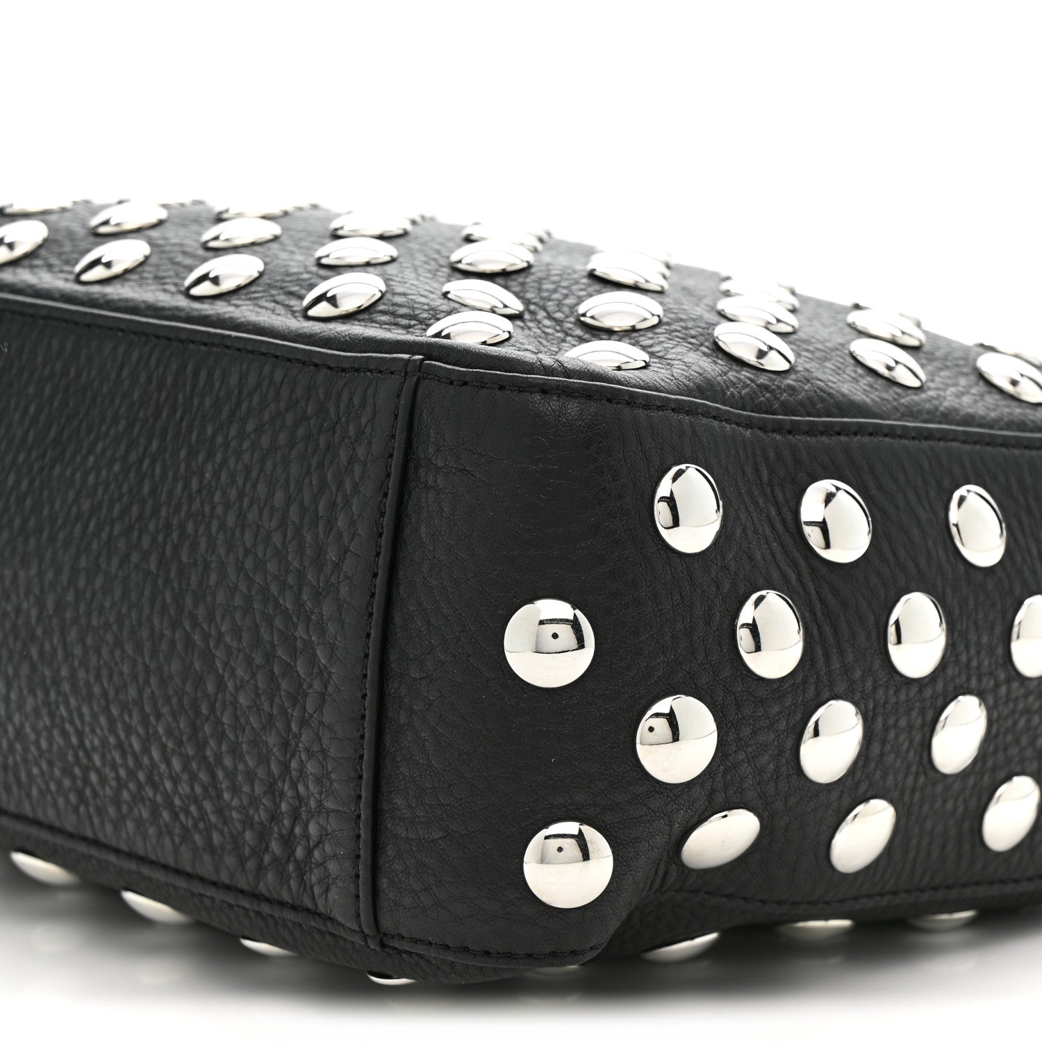 Pebbled Sport Calfskin Studded Elena Black