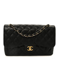 Caviar Quilted Jumbo Double Flap Black