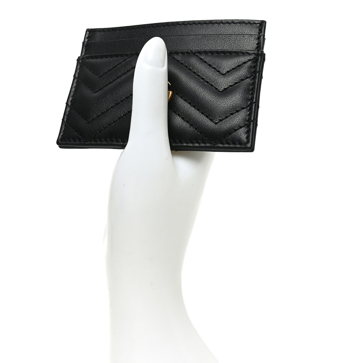 Calfskin Matelasse GG Marmont  Holder Black