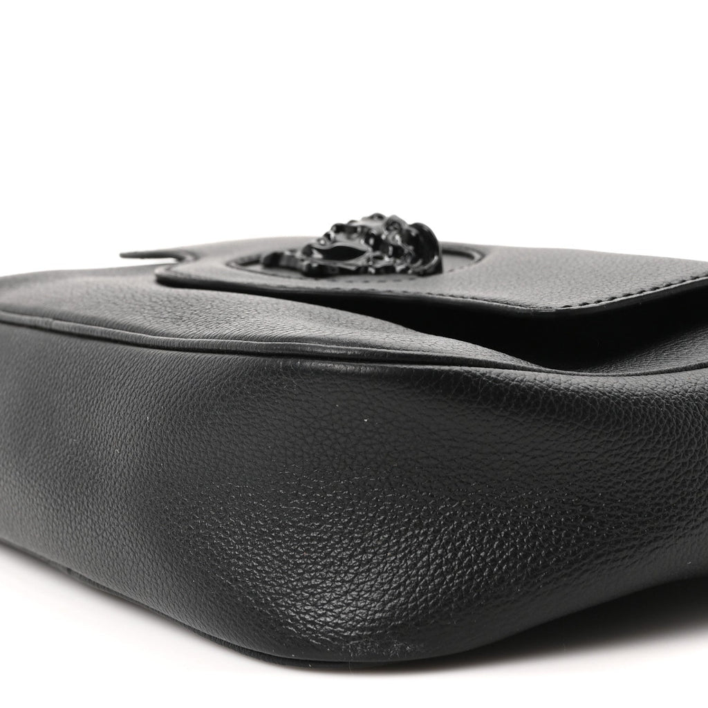 Grained Calfskin Medusa Camera Bag Black