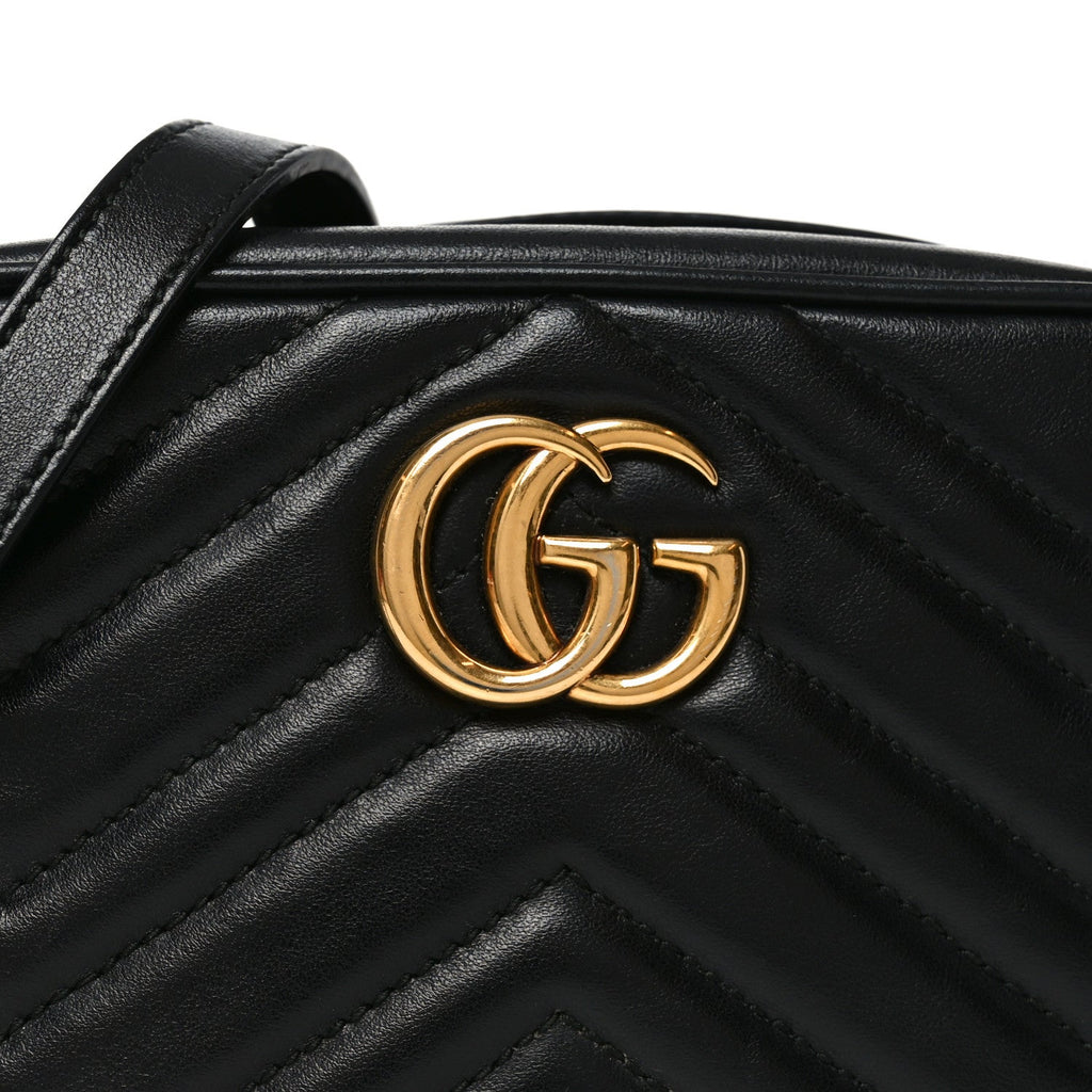 Calfskin Matelasse Mini GG Marmont Chain Shoulder Bag Black