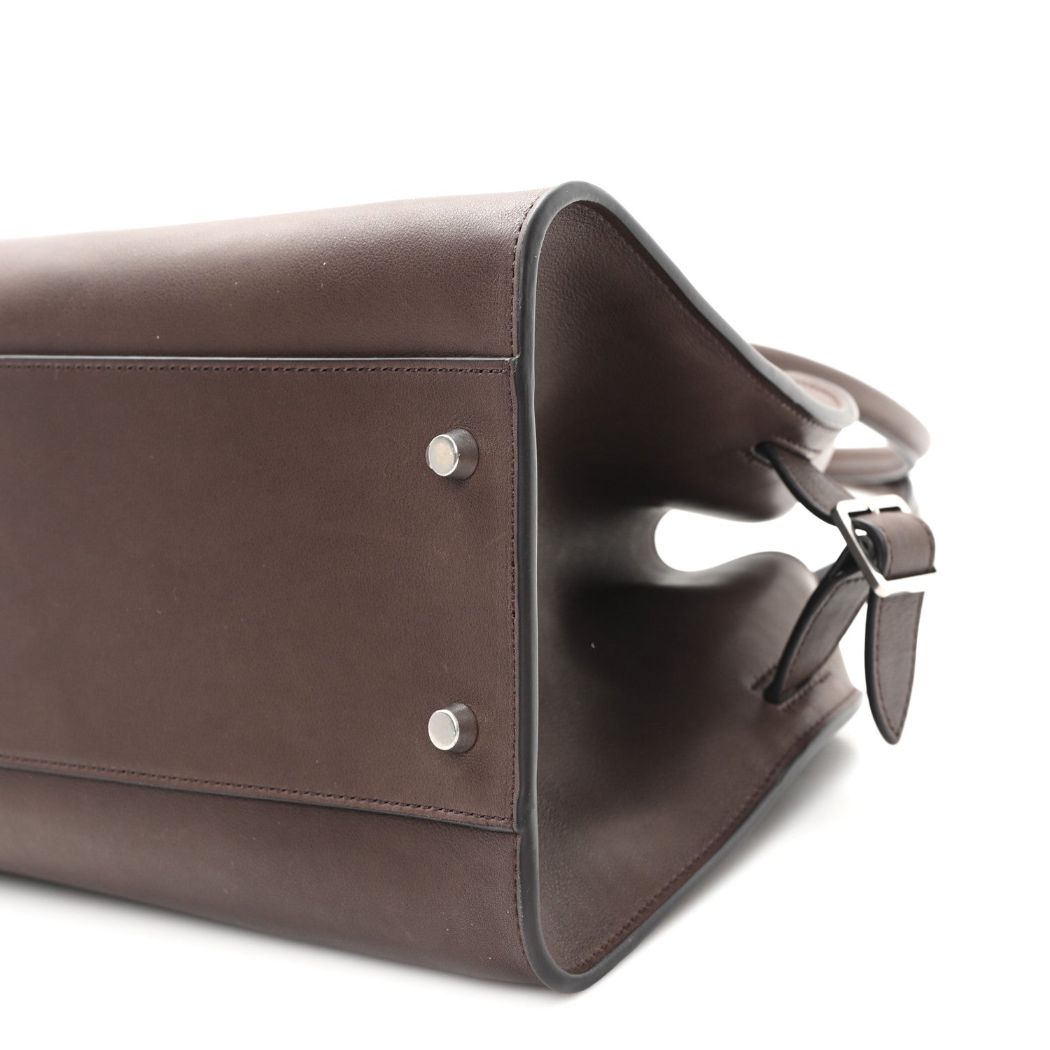 Polished Saddle Calfskin Margaux Shoulder 12 Hippo Grey