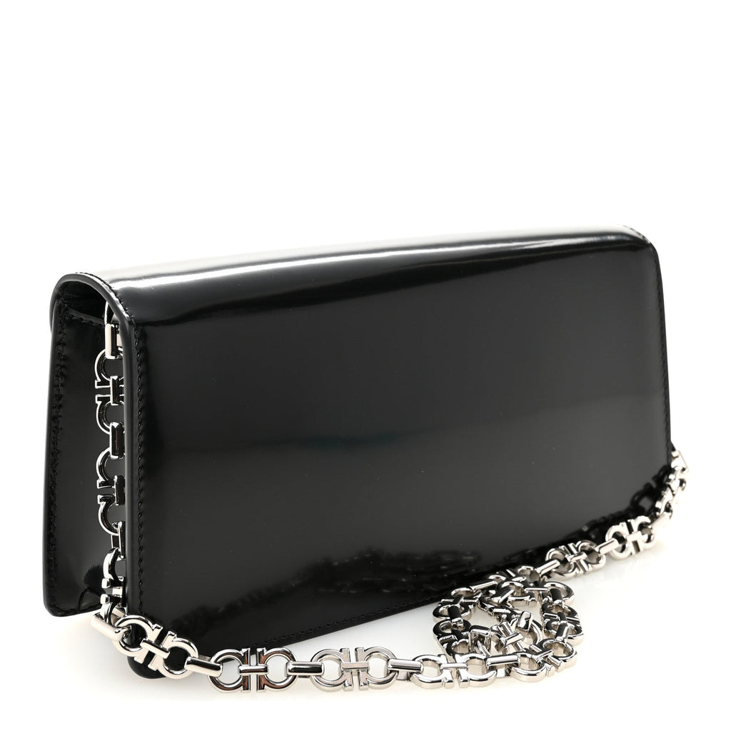 Calfskin Crystal Double Gancini Mini Bag Black