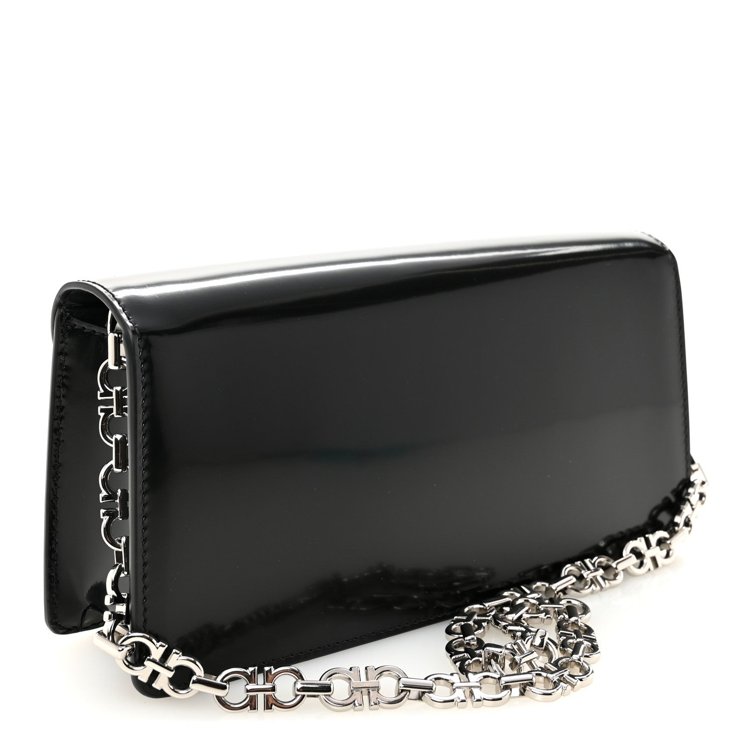 Calfskin Crystal Double Gancini Mini Bag Black