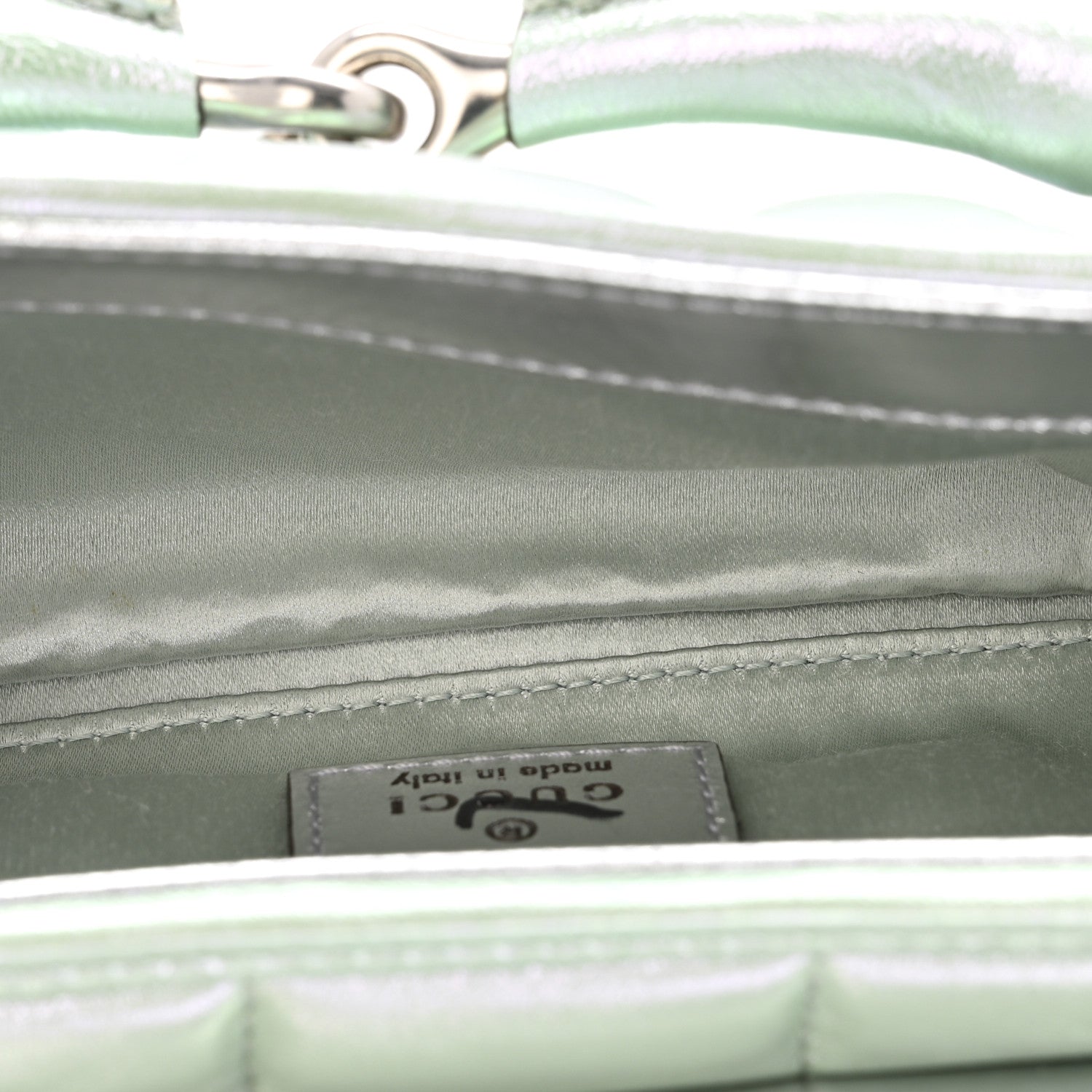 Iridescent Nappa Vertical Matelasse Medium Maxi Horsebit Chain Shoulder Bag Iridescent Salvy Green