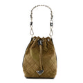Tessuto Nylon Impunturato Quilted Soft Calf Bucket Bag Antilope Black