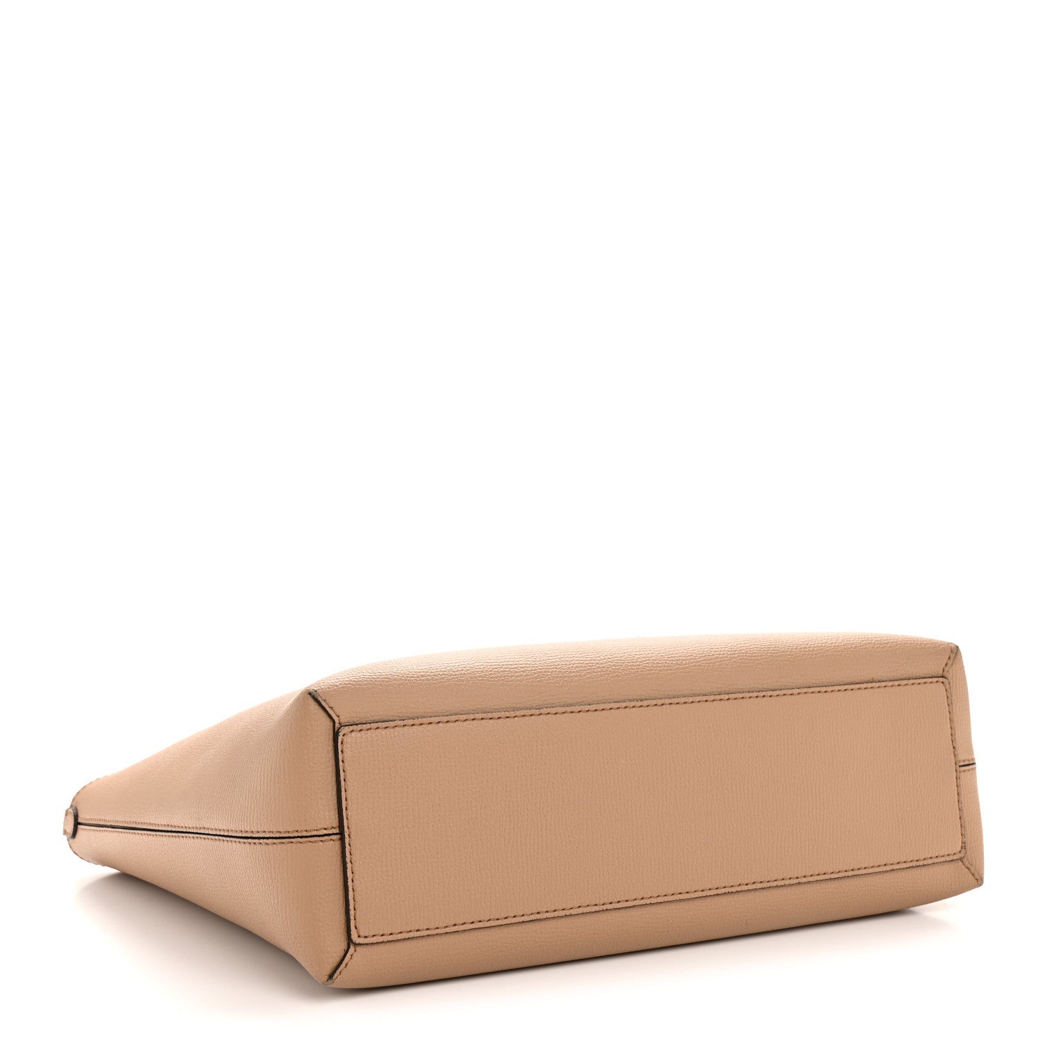 Grainy Calfskin Haymarket Check Small Reversible Tote Mid Camel