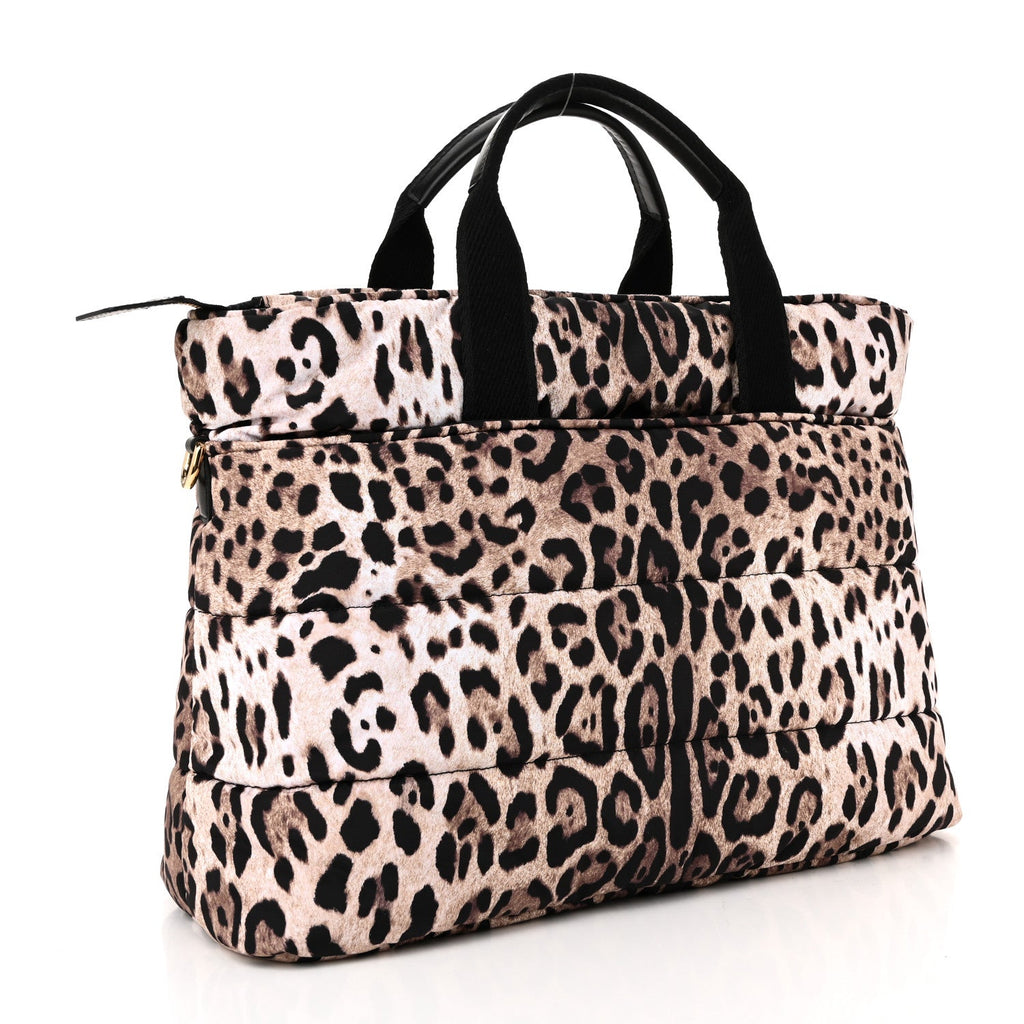 Nylon Leopard Print Changing Bag Brown