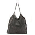 Metallic Faux Snakeskin Big Falabella Tote Grey