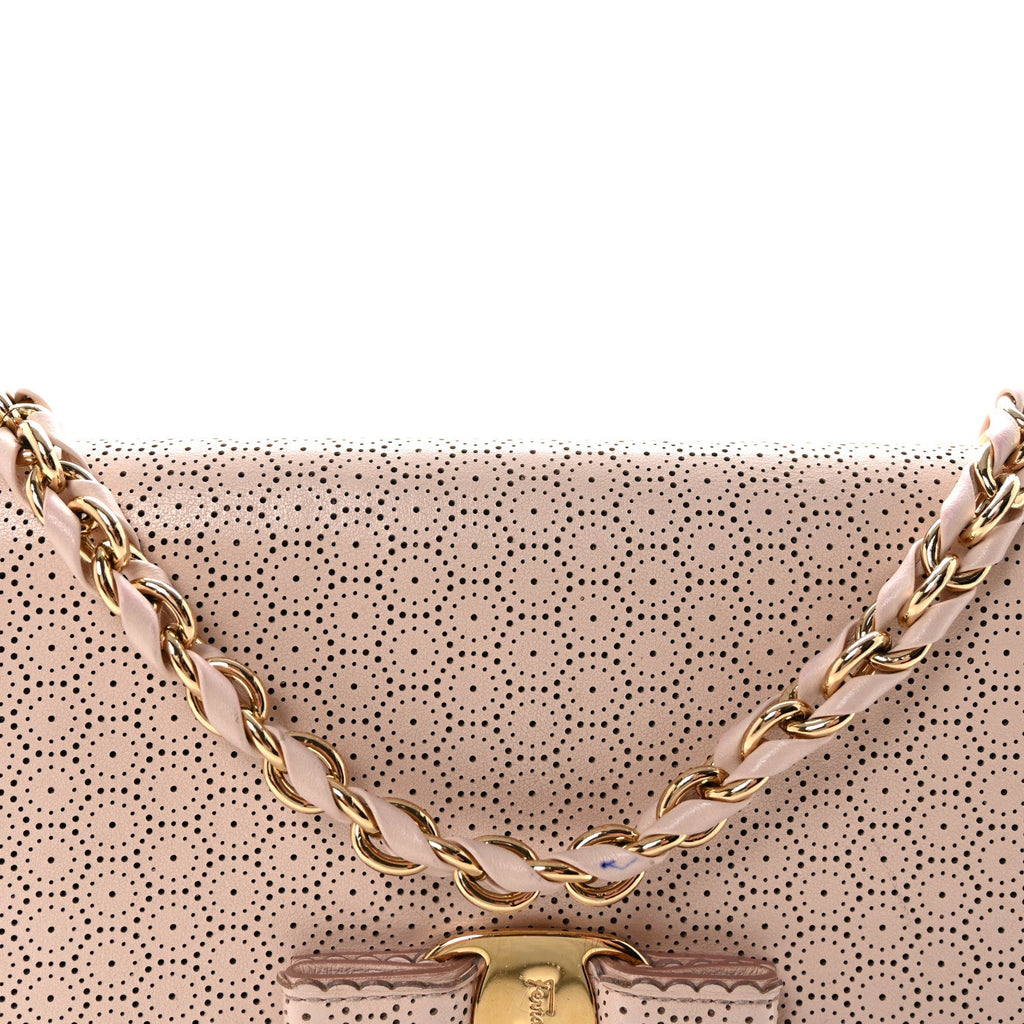 Perforated Calfskin Ginny Bow Crossbody Bag Light Pink