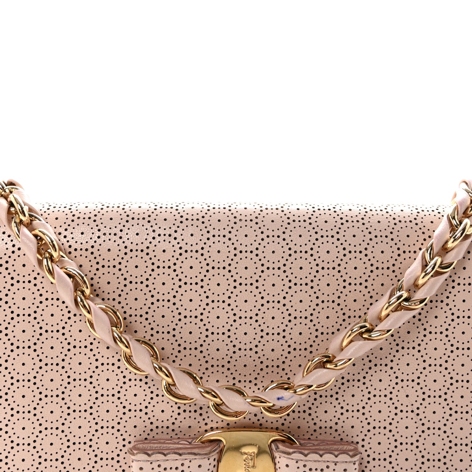 Perforated Calfskin Ginny Bow Crossbody Bag Light Pink