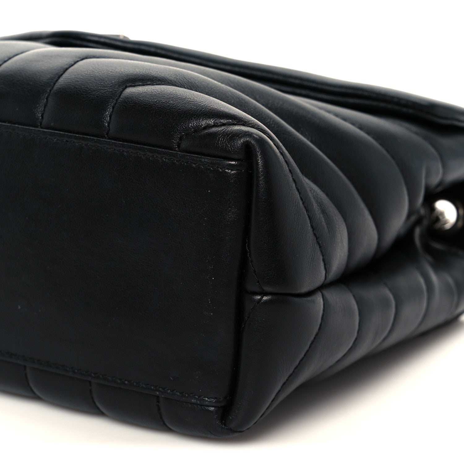 Calfskin Y Quilted Monogram Small Loulou Chain Satchel Black