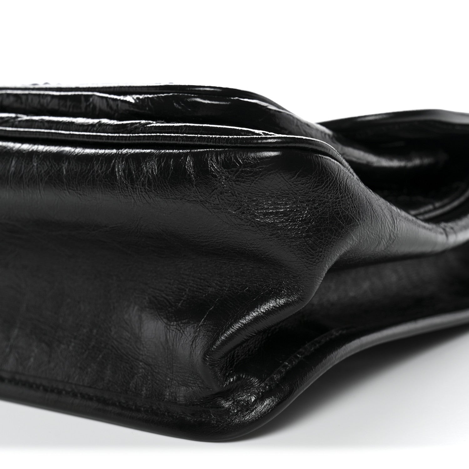 Crinkled Calfskin Matelasse Monogram Medium Niki Chain Satchel Black