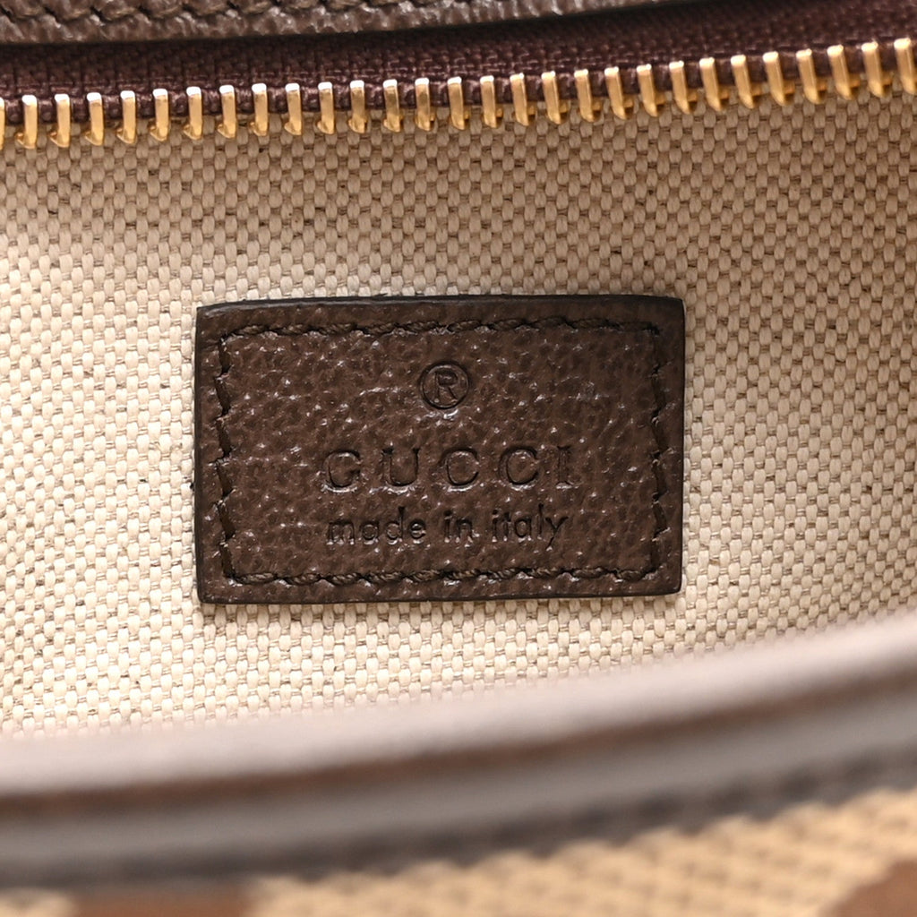 Monogram Jumbo GG Textured Dollar Calfskin Web Mini Crossbody Bag Camel Ebony New Acero