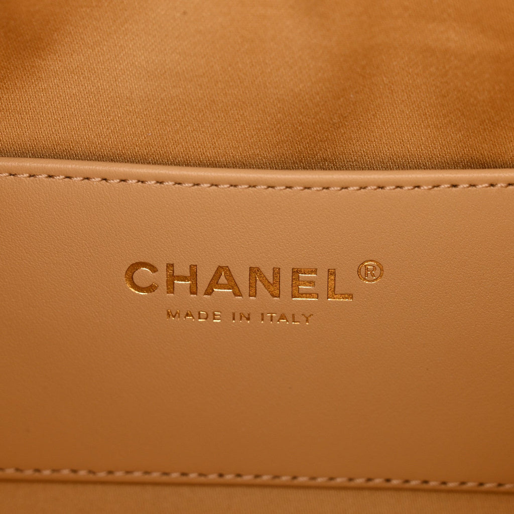 Braided Raffia Calfskin Quilted Mini Chanel 25 Handbag Beige Black