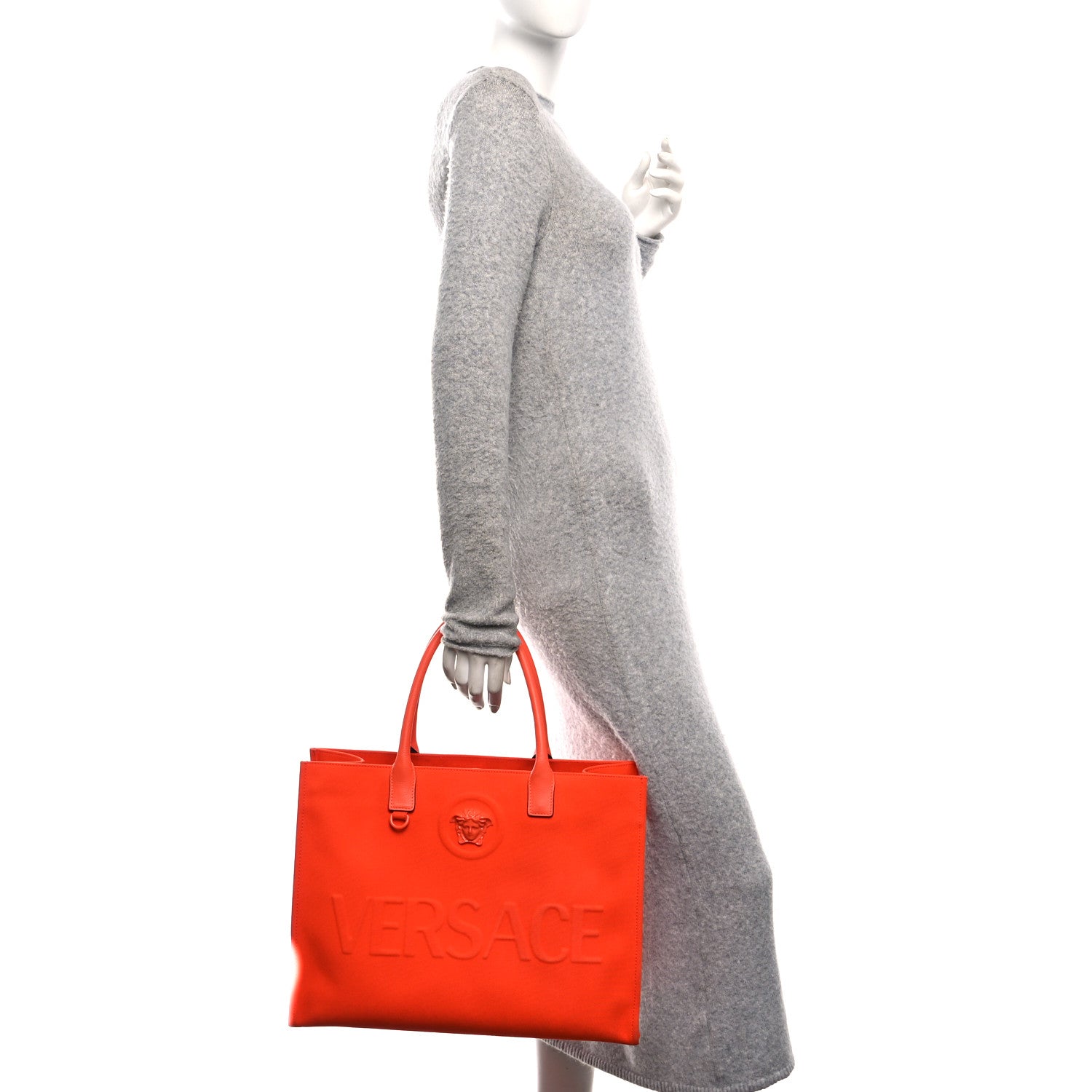 Canvas Calfskin La Medusa Tote Bag Orange