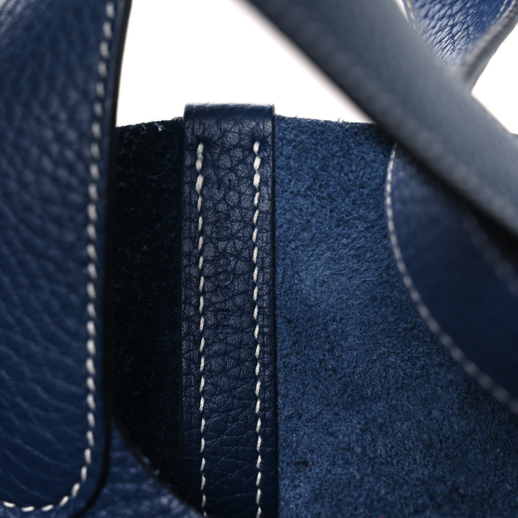 Taurillon Clemence Casaque Picotin Lock 22 MM Bleu Saphir Bleu Brighton