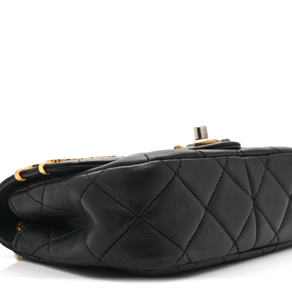 Lambskin Quilted Mini Coco Clips Single Flap Black