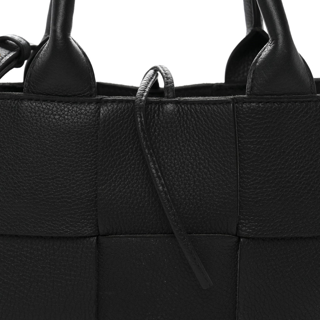 Grained Calfskin Intrecciato Mini Arco Tote Black