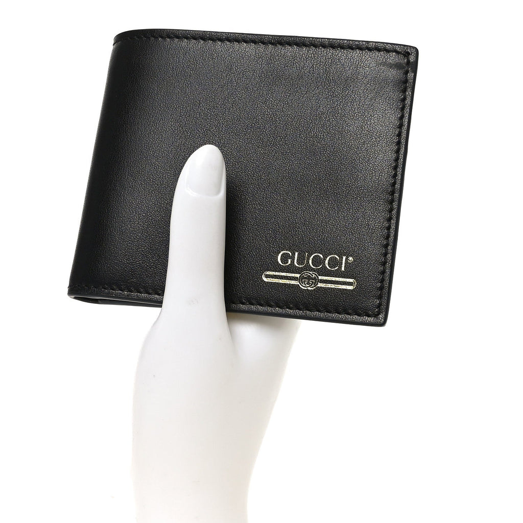 Plutone Calfskin Logo Bi-Fold Wallet Black