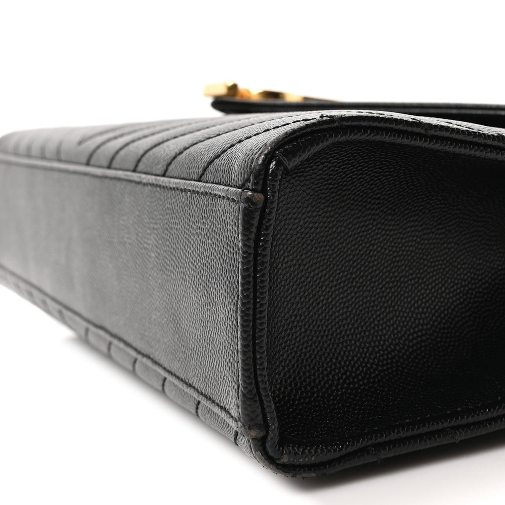 Grain De Poudre Matelasse Chevron Large Monogram Satchel Black