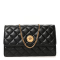 Lambskin Quilted Medusa Wallet On Chain Crossbody Black