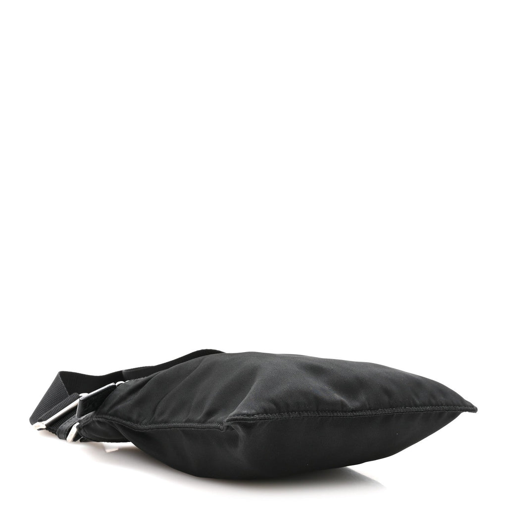 Nylon Small Flat Messenger Bag Black