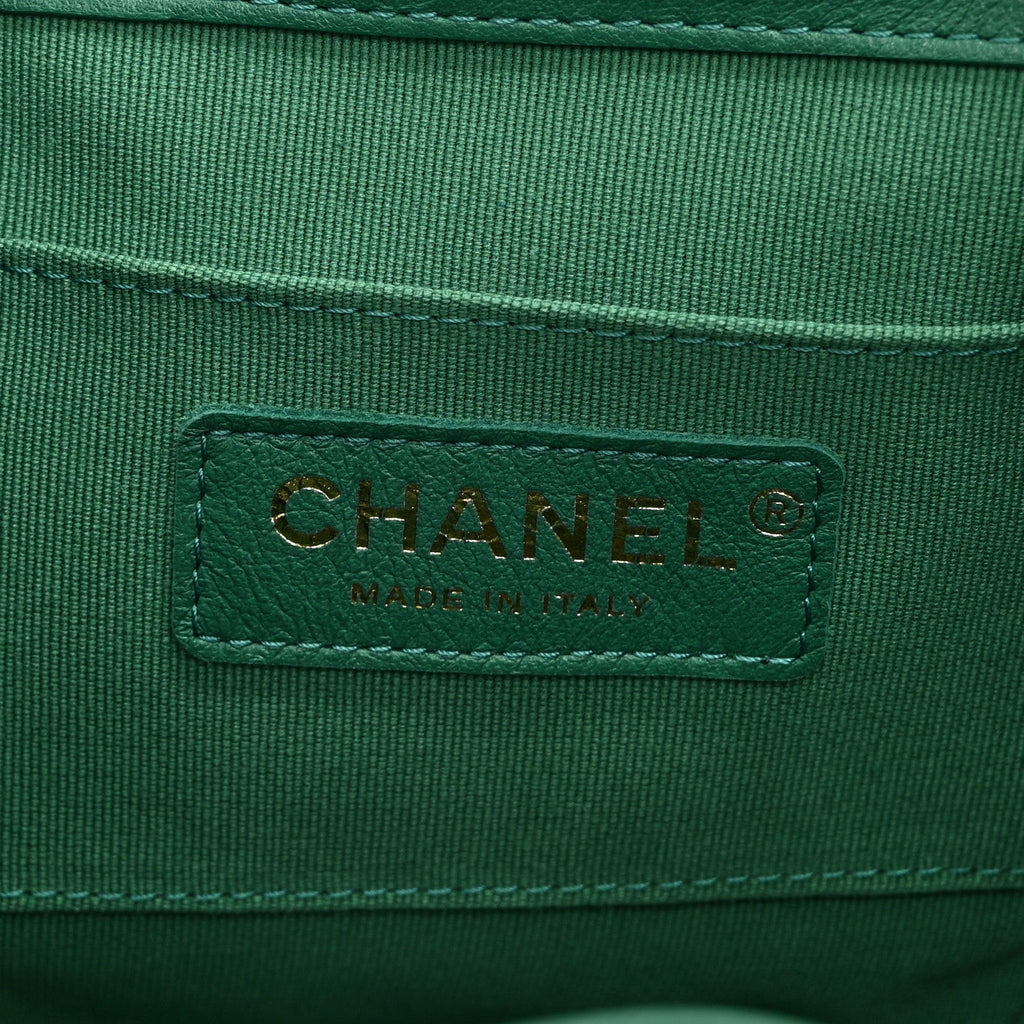 Lambskin Quilted Small Duma Drawstring Backpack Green