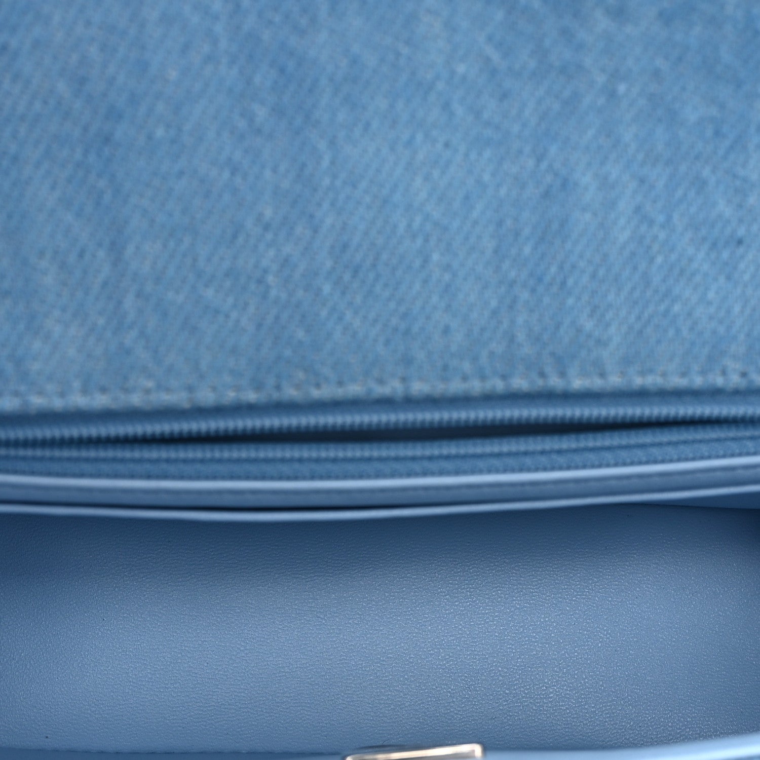 Denim Quilted Mini Rectangular Flap Blue