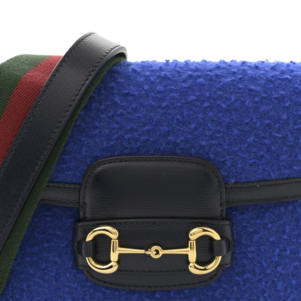 Casy Wool Azalea Calfskin Mini Horsebit 1955 Shoulder Bag Blue China