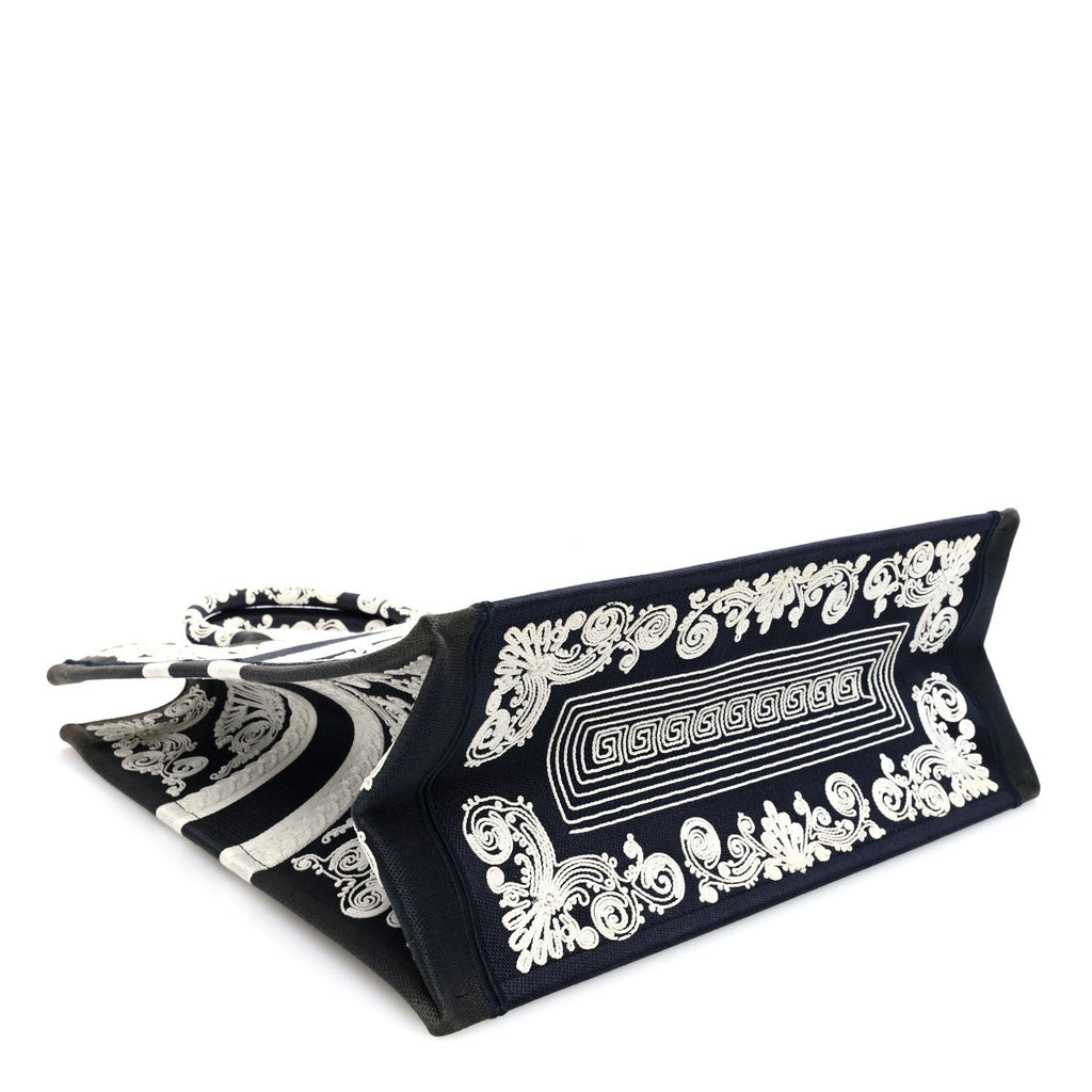 Canvas Embroidered Cornely Book Tote Blue White