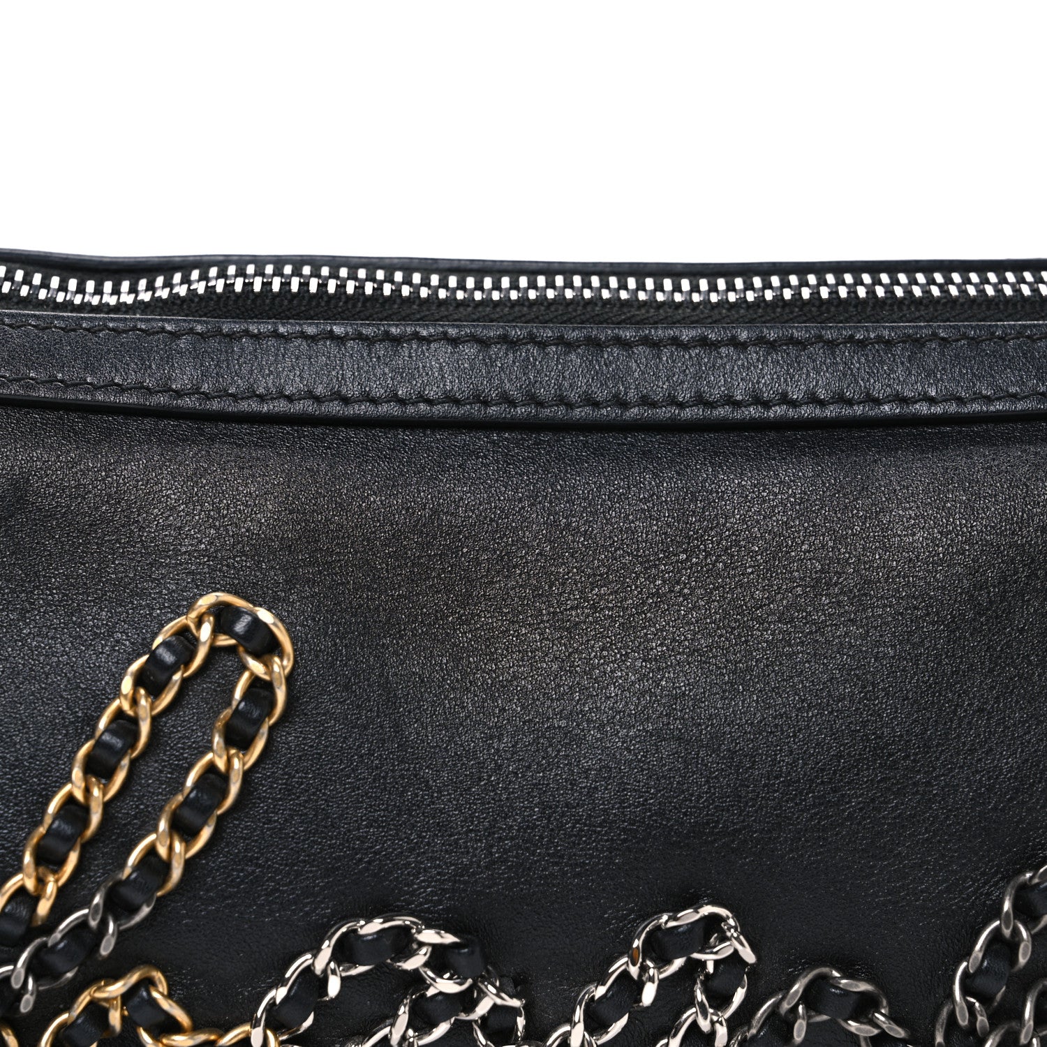 Metallic Lambskin Signe Bowling Bag Black