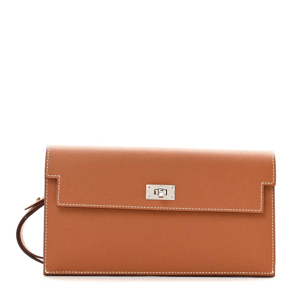 Madame Calfskin Kelly Pocket Long Wallet Gold