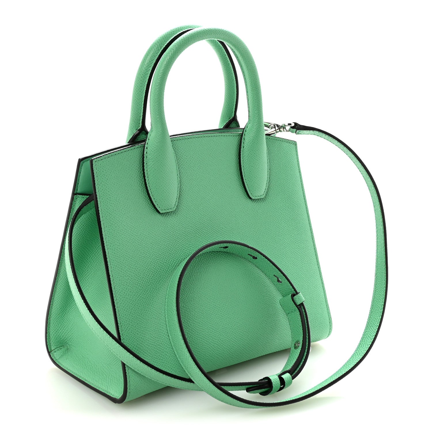Hammered Calfskin Small The Studio Box Bag Fresh Mint
