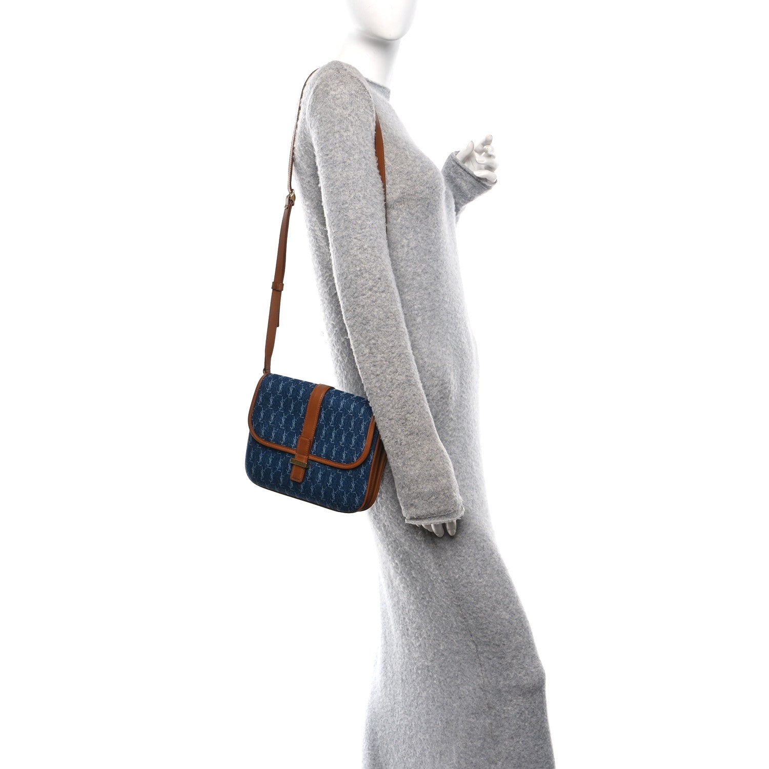 Denim All-Over Monogram Small Le Monogramme Satchel Navy Blue