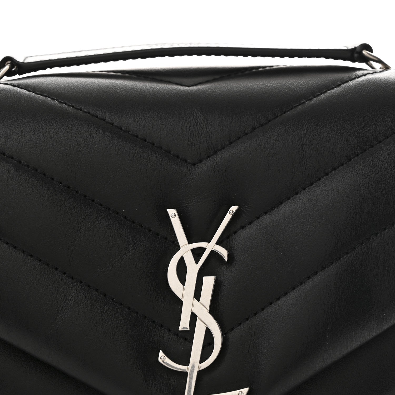 Calfskin Y Quilted Monogram Small Loulou Chain Satchel Black