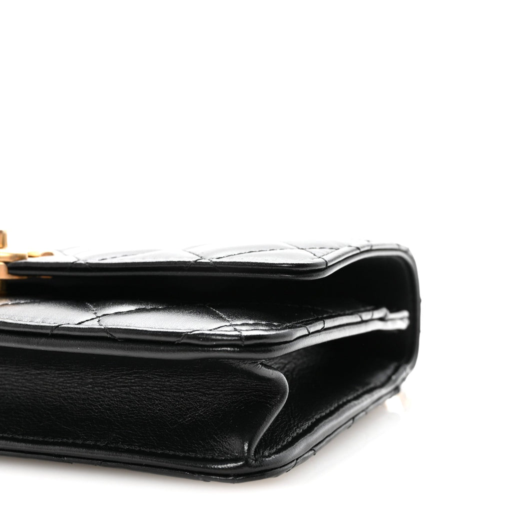 Calfskin Quilted Perfect Fit Wallet On Chain WOC Black