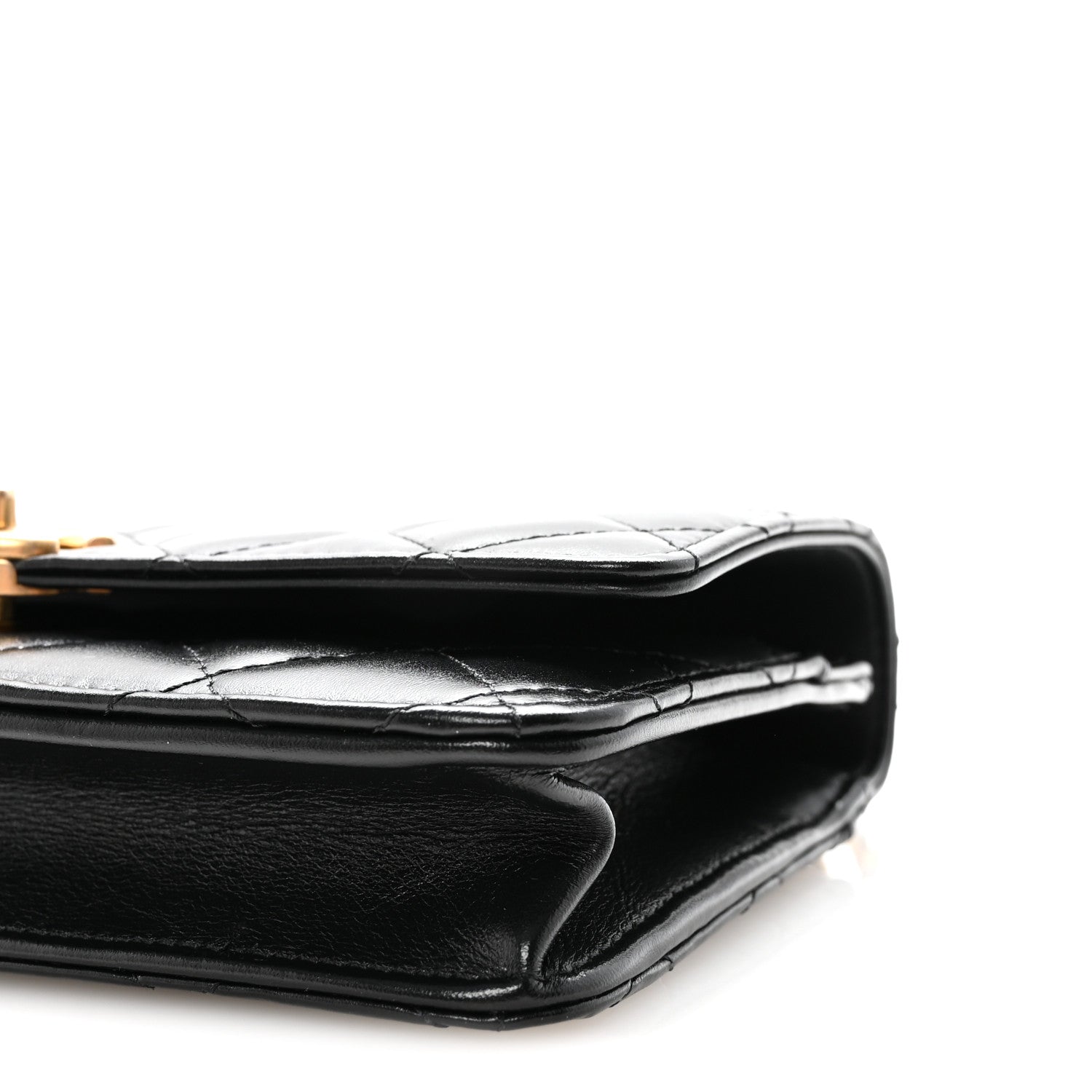 Calfskin Quilted Perfect Fit Wallet On Chain WOC Black