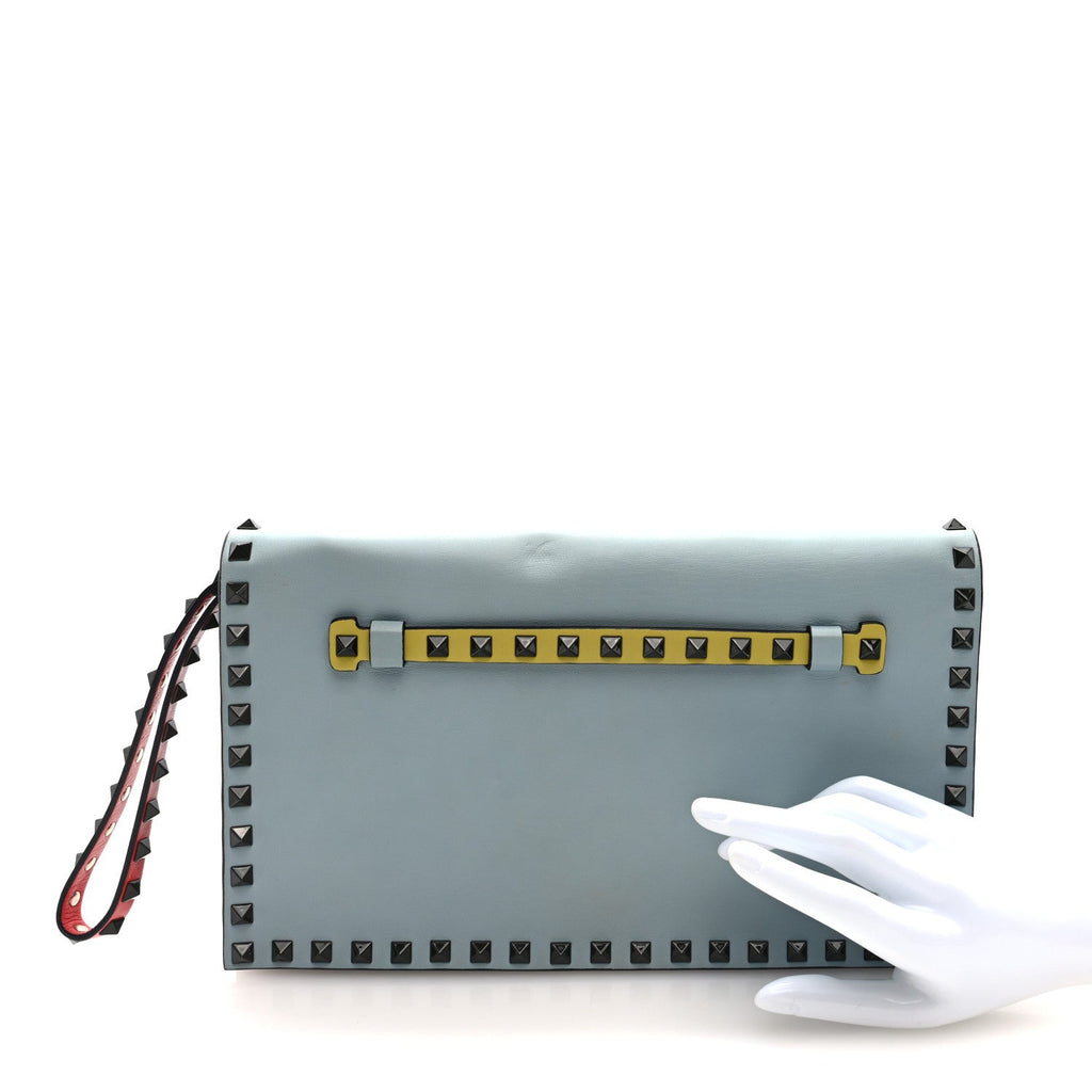 Nappa Rockstud Wristlet Clutch Blue Multicolor