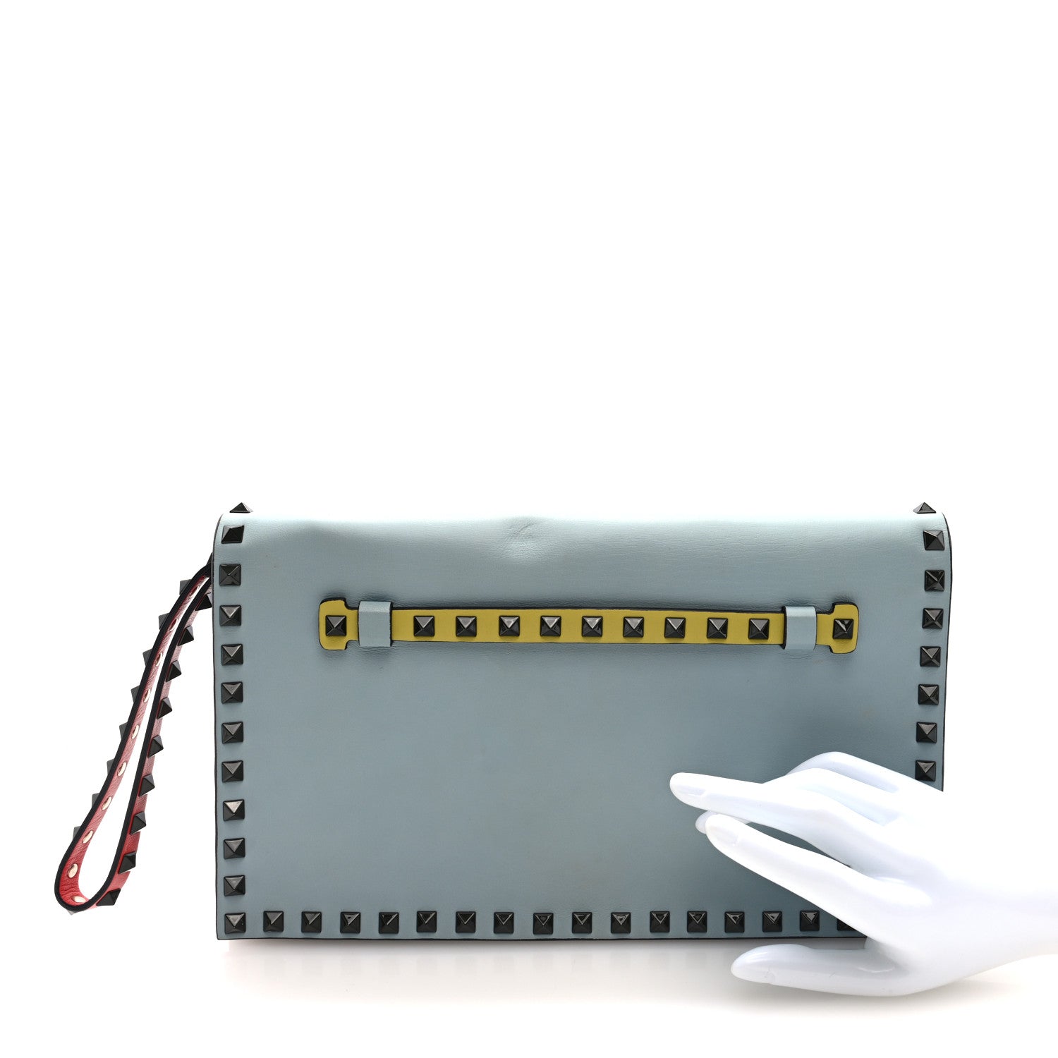 Nappa Rockstud Wristlet Clutch Blue Multicolor