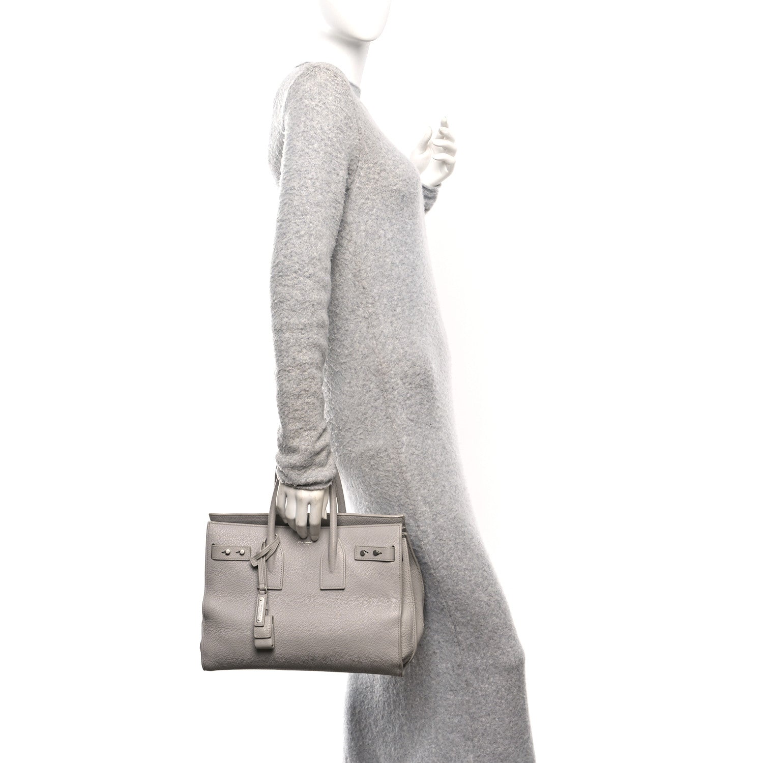 Grained Calfskin Small Supple Sac De Jour Grey