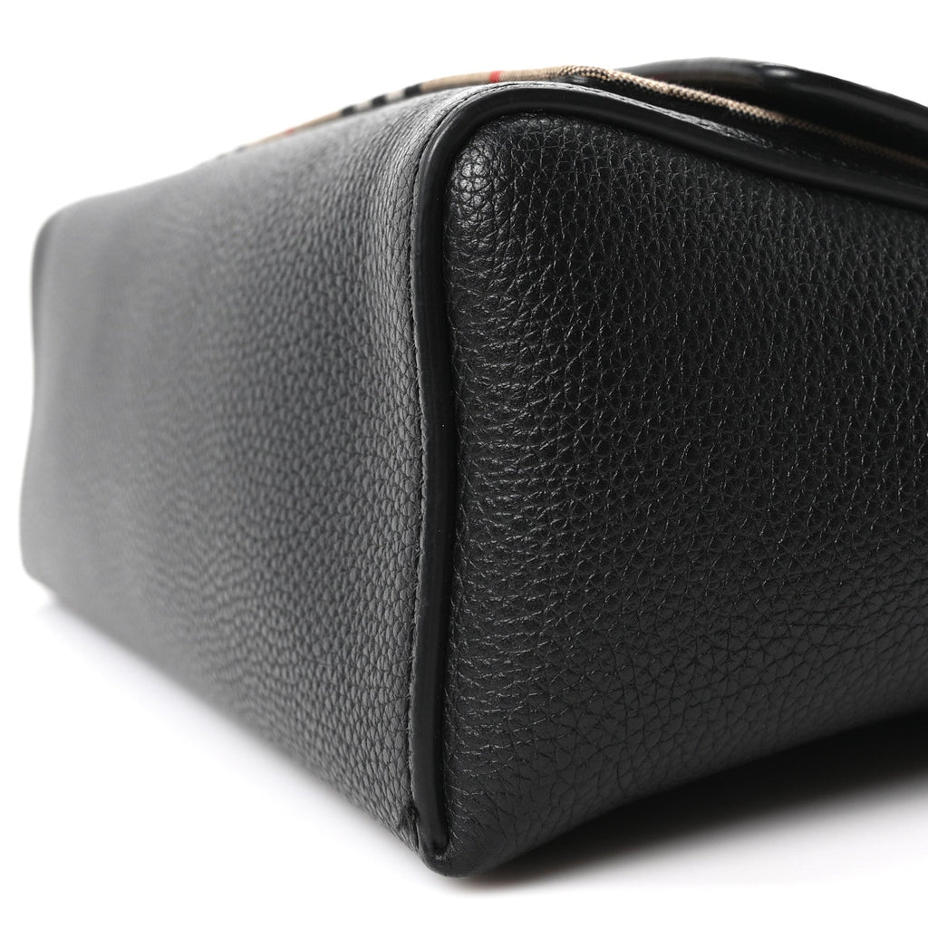 Coated Canvas Calfskin Vintage Check Medium Note Crossbody Bag Black