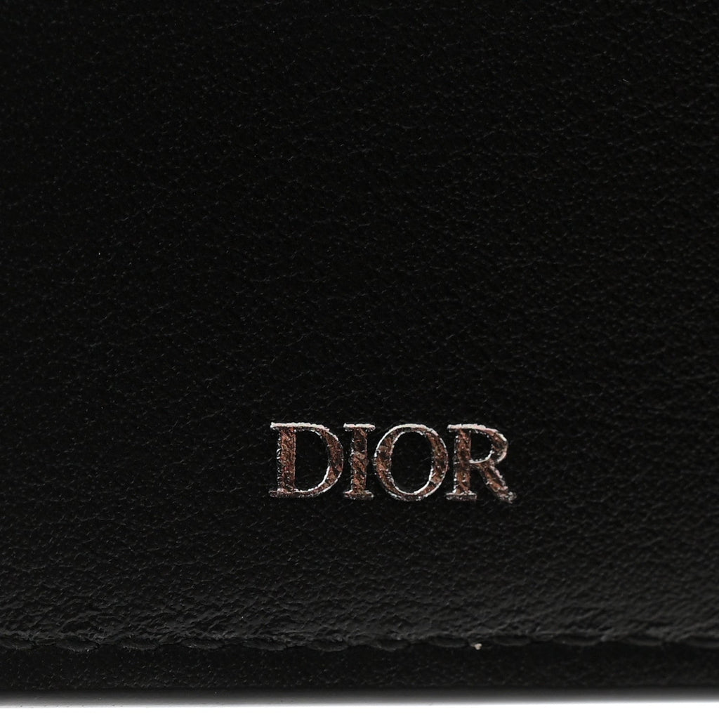 Grained Calfskin CD Icon Bifold Wallet Black