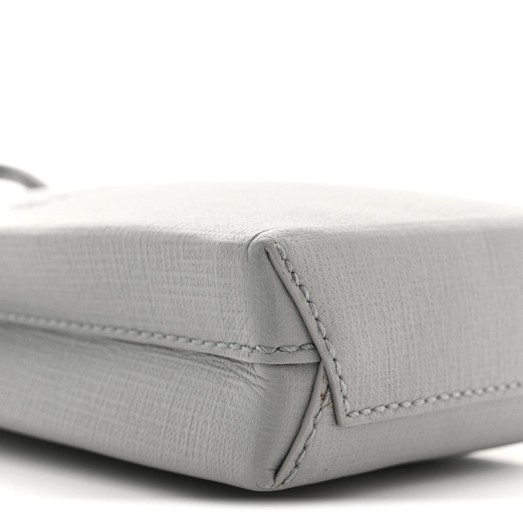 Squared Calfskin Logo Shopping Phone Holder Bag Balenciaga Grey