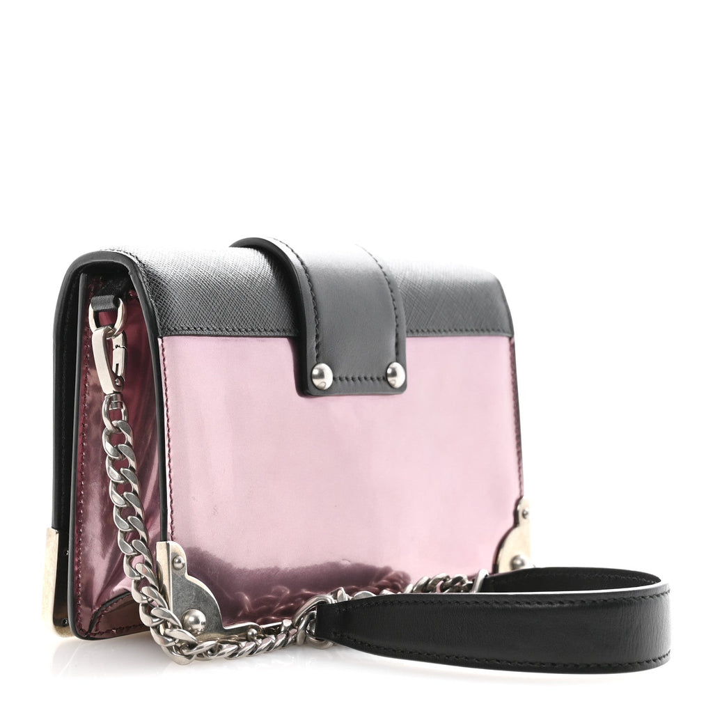 Metallic Vitello Saffiano Cahier Bag Ibisco Black