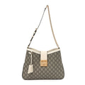 GG Supreme Monogram Moon Calfskin Medium Padlock Shoulder Bag Beige Ebony Mystic White