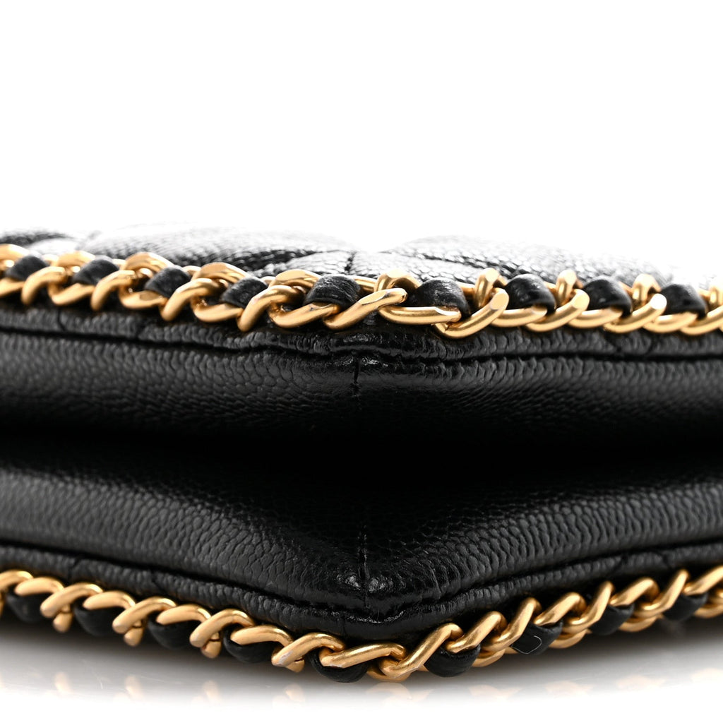 Caviar Quilted Mini Never Ending Chain Tote Black
