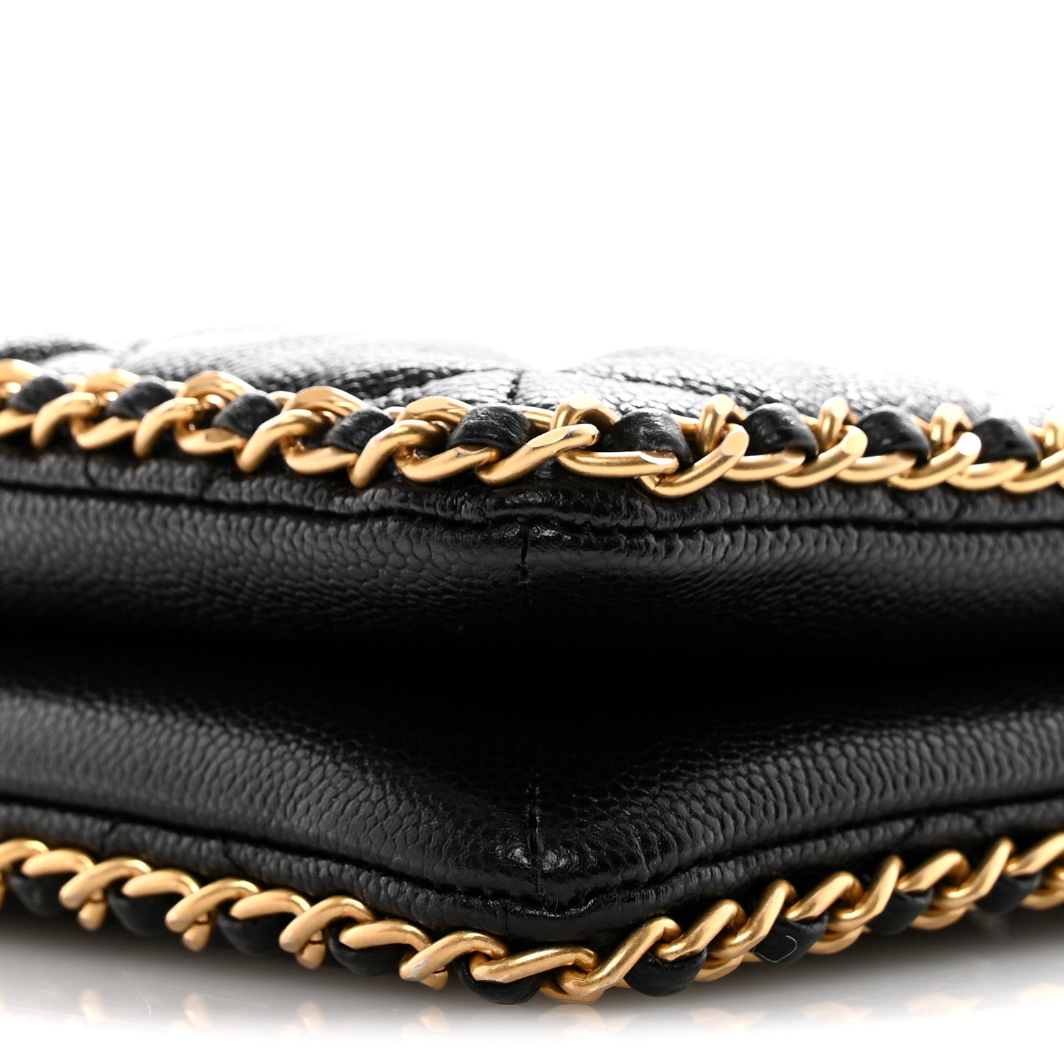 Caviar Quilted Mini Never Ending Chain Tote Black