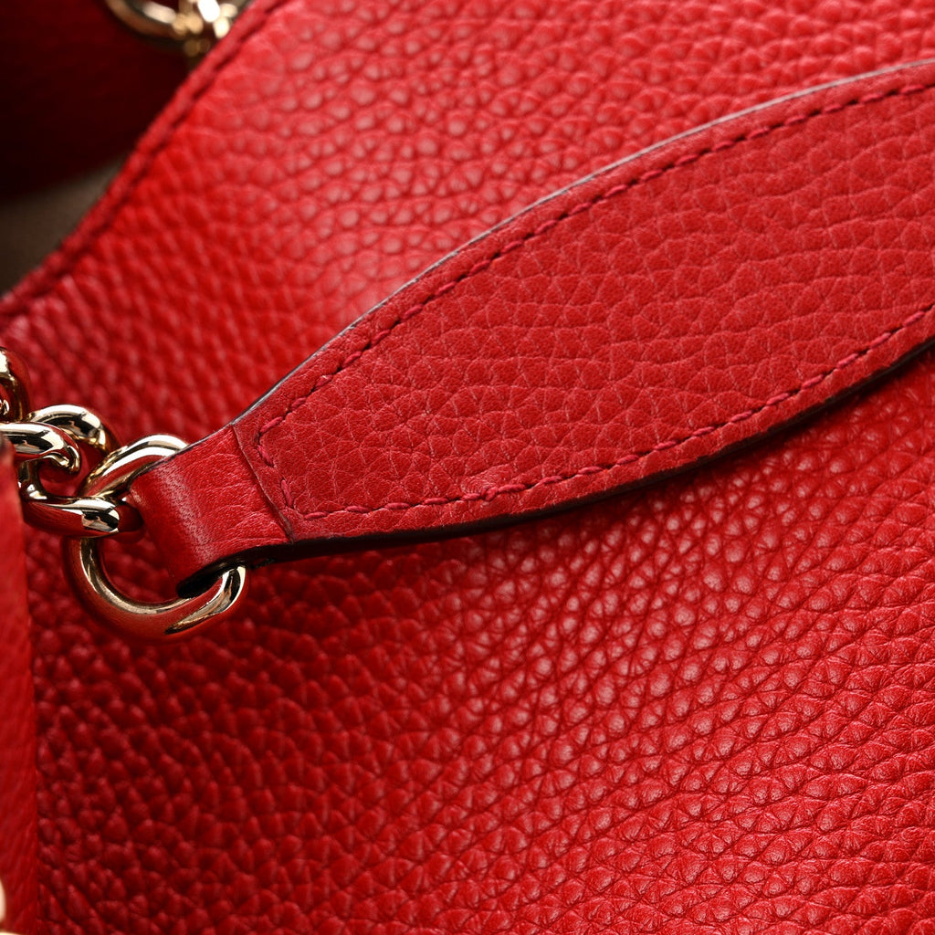 Cellarius Calfskin Medium Soho Chain Shoulder Bag Vibrant Red